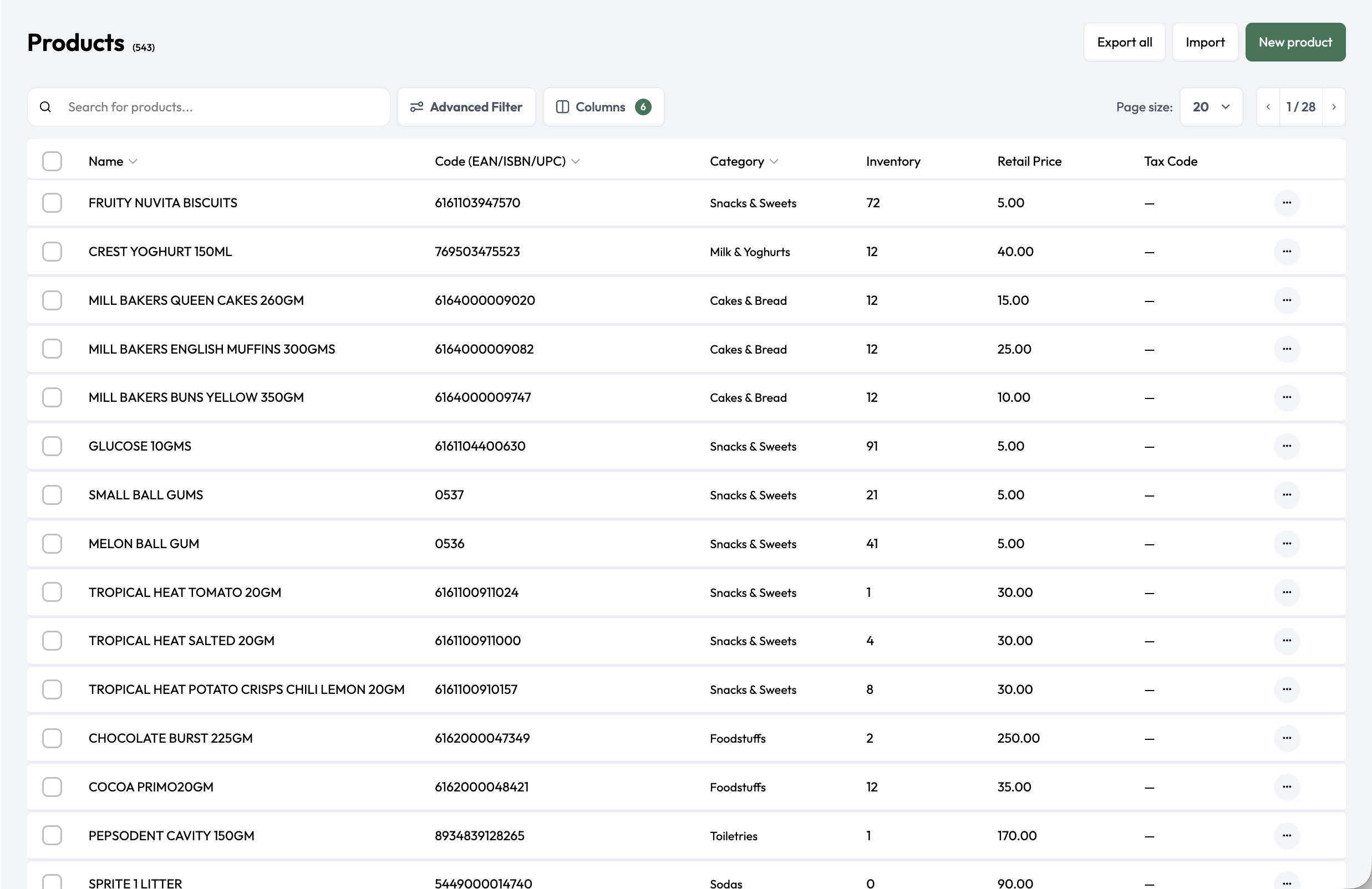Tracksales inventory and stock management